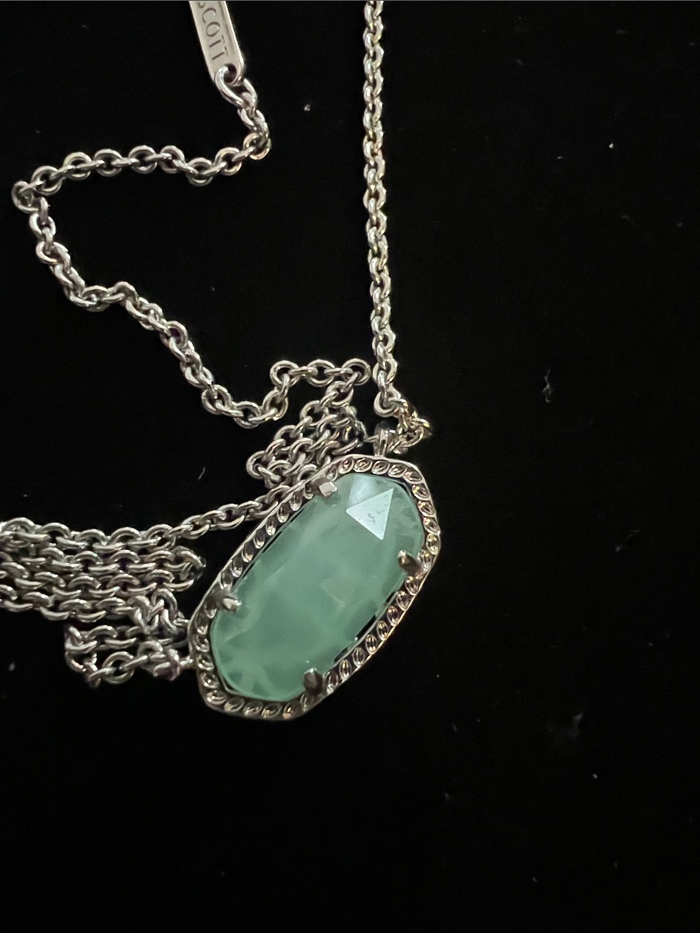 Kendra Scott Delicate Green Chalcedony Stone Pendant Necklace - Silver Tone